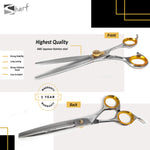 Sharf Pet Thinning Shears Gold Touch 7" 46-Tooth Professional Dog Grooming Scissors, Slim Pointed Tip Shear, Sharp 440c Japanese Stainless Steel Dog Thinning Scissors.