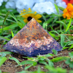 Orgonite Crystal Ultimate Triple Pyramid with Tiger Eye, Sunstone and Amethyst Healing Crystals