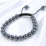 Massive Beads Natural Healing Power Gemstone Crystal Beads Unisex Adjustable Macrame Bracelets 8mm Hematite