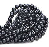 100Pcs Natural Crystal Beads Stone Gemstone Round Loose Energy Healing Beads with Free Crystal Stretch Cord for Jewelry Making (Tourmaline Black, 8MM) Tourmaline Black