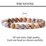 WRCXSTONE Natural 8mm Gorgeous Semi-Precious Gemstones Healing Crystal Stretch Beaded Bracelet Unisex Crazy Lace Agate