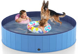 Niubya Foldable Dog Pool, Collapsible Hard Plastic Dog Swimming Pool, Portable Bath Tub for Pets Dogs and Cats, Pet Wading Pool for Indoor and Outdoor, 63 x 12 Inches XXL - 63'' x 12'' Blue