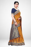AKHILAM Women's Banarasi silk woven Design Saree with Unstitched Blouse Piece(GNG220_QL_Parent)