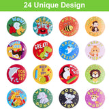 3 Rolls Motivational Stickers for Kids, 1500 Pieces Teacher Reward Stickers School Supplies Animal Incentive Roll Sticker Potty Training Stickers for School Classroom Home, 24 Designs (Vivid Style) Vivid Style