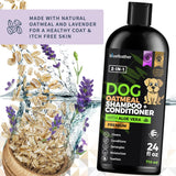 Lavender Oatmeal 2 in 1 Dog Shampoo and Conditioner for Dry Itchy Sensitive Skin - Moisturizing Hypoallergenic Shampoo - Oatmeal Wash with Aloe for Any Pet Dog Puppy or Cat 24 Fl Oz (Pack of 1) Lavender 24 Fl Oz (Pack of 1)