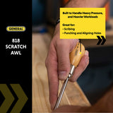 General Tools Scratch Awl Tool with Hardwood Handle - Scribe, Layout Work, & Piercing Wood - Alloy Steel Blade 1