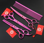 Purple Dragon 7.0 inch Pink 3PCS Pet Grooming Scissors Cat Dog Hair Cutting & Thinning Shears Set for Women Female Pet Groomer