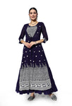 LYMI LABEL Women's Ethnic Gowns - Georgette Floral Embroidered Sequins Frilled Flared A-Line Ethnic Kurta Dress for Wedding, Traditional, Ethnic Wear for Women