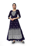 LYMI LABEL Women's Ethnic Gowns - Georgette Floral Embroidered Sequins Frilled Flared A-Line Ethnic Kurta Dress for Wedding, Traditional, Ethnic Wear for Women