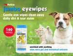 Petkin Jumbo Pet Eye Wipes, 80 Extra Moist Wipes - Gentle Eye Cleansing Wipes Remove Dirt, Discharge, & Tear Stains - Safe, Convenient, & Easy to Use Pet Wipes for Dogs, Cats, Puppies & Kittens 1 Pack - 80 wipes