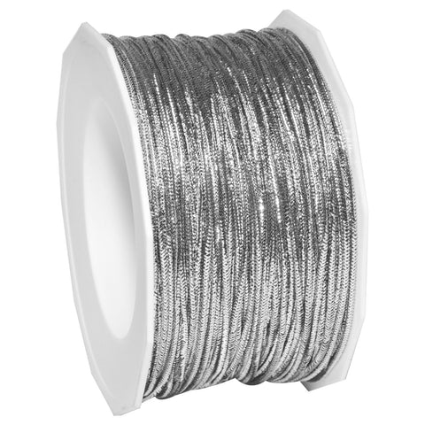 Morex Ribbon 1318/50-631 Stretch Cord Polyester Ribbon, 50 yd, Silver 1/16" X 50 YD