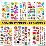 BEESTECH Stickers for Kids 2, 3, 4 Year Olds, Different Themes with Cars, Animals, Trucks, Dinosaur, Sticker Book for Kids 2-4 Included, Stickers for Toddlers, Boys, Girls with Gift Package