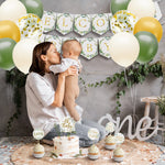 102 Pcs Sage Green Baby Shower Decorations Greenery Balloons Eucalyptus Leaves Welcome Baby Banner Baby Shower Cupcake Toppers for Neutral Baby Shower Boy Girl Birthday Gender Reveal Party