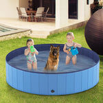 Niubya Foldable Dog Pool, Collapsible Hard Plastic Dog Swimming Pool, Portable Bath Tub for Pets Dogs and Cats, Pet Wading Pool for Indoor and Outdoor, 63 x 12 Inches XXL - 63'' x 12'' Blue