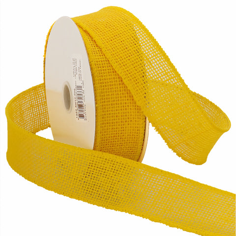 Morex Ribbon 1252.40/10-605 Burlap 1.5" X 10 YD Jute Wired Ribbon, Bright Yellow, Arts & Crafts Burlap Roll for Wedding Decor and Easter Decorations, Rustic Christmas Decorations Indoor Home Decor