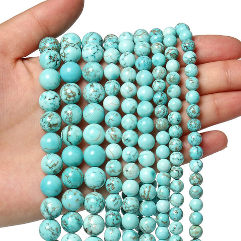 45pcs 8mm Natural Stone Beads Turquoise Beads Energy Crystal Healing Power Gemstone for Jewelry Making, DIY Bracelet Necklace