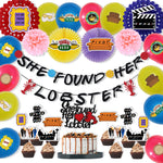 Friends TV Show Bridal Shower Decoration Kit, Hombae She Found Her Lobster Banner for Bachelorette Wedding Engagement Decorations Including Paper Fans Pom Poms Cutouts, Cake Cupcake Toppers, Balloons