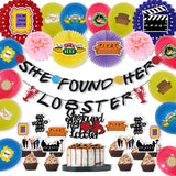 Friends TV Show Bridal Shower Decoration Kit, Hombae She Found Her Lobster Banner for Bachelorette Wedding Engagement Decorations Including Paper Fans Pom Poms Cutouts, Cake Cupcake Toppers, Balloons