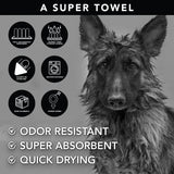 PRIDE AND GROOM The Towel – Thick, Soft, Super Absorbent Microfiber Towel for Dogs & Pets That is Odor Resistant, Quick Drying, Holds 7 Times its Weight in Water and Has Dual Pockets for Your Hands