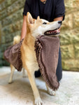 Tuff Pupper Quick Dry Towel for Dogs | Ultra Absorbent Microfiber Shammy | Extra Large 35x15 Size for All Breeds | Comfortable Hand Pockets | Indoor Outdoor Use | Durable Material | Machine Washable X-Large Dark Brown