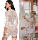 Avidlove Women's Lace Kimono Robe Babydoll Lingerie Mesh Nightgown S-5XL 1white Large