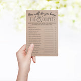 How Well Do You Know The Couple-Kraft 50 Pack Rustic Bridal Wedding Shower or Bachelorette Party Game, Who Knows The Couples Guessing Question Pack Engagement Heavy Cardstock