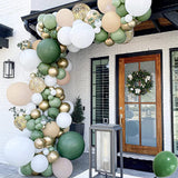 Sage Green Balloon Garland Kit - 125Pcs Eucalyptus Garland, Retro Olive Green, Peach White and Gold Latex Balloons Arch Kit for Wedding Birthday, Baby & Bridal Shower Decorations