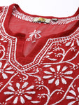 Ada Hand Embroidered Lucknowi Chikankari Women's Faux Georgette Kurti Kurta with Slip A90361