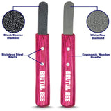 BRUTUL FIGHT Brutul Bee Stripping Metal Stone Diamond Edged for Dogs, Cats & Pets with Wooden Handle (PINK) PINK