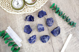 ZHIYUXI 1.5-2.0" Blue Sodalite Raw Crystals Bulk Large Rough Natural Quartz Real Crystals Healing Stones Big Huge Rocks Gemstones for Witchcraft Tumbling Wire Wrapping Wholesale Decor Stones 4Pcs Blue-sodalite