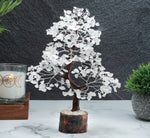 Clear Quartz Gemstone Tree of Life - Handmade Crystal Tree for Positive Energy, Chakra Money Tree Bonsai - Feng Shui Decor, Healing Crystals - Attract Good Luck, Meditation Accessories, Spiritual Gift Clear Quartz (Silver Wire)