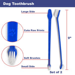 Duke's Pet Products Two-Piece Dog Toothbrush Set: Double Sided Canine Dental Hygiene Brushes with Long 8 1/2" Handles and Super Soft Bristles, Blue 2 Count (Pack of 1)
