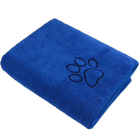 SUNLAND Dog Towel Super Absorbent Pet Bath Towel Microfiber Double Density Dog Drying Towel for Small Medium Large Dogs and Cats with Adorable Embroidered Paw Print 30Inch x 50Inch Blue