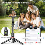Portable 44 Inch Selfie Stick Phone Tripod with Wireless Remote Extendable Smartphone Tripod Stand 360 Rotation Compatible with iPhone 14 13 12 11 pro Xs Max Xr X 8 7, Android Samsung Smartphone No Light