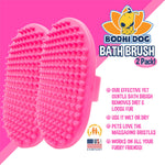 Bodhi Dog Shampoo Brush | Pet Shower & Bath Supplies for Cats & Dogs | Dog Bath Brush for Dog Grooming | Long & Short Hair Dog Scrubber for Bath | Professional Quality Dog Wash Brush Two Pack Pink