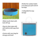 Portable Pool for Dogs – 47-inch Diameter Foldable Pool with Carrying Bag – Large Pet Pool with Drain for Bathing or Play by PETMAKER (Blue) Blue