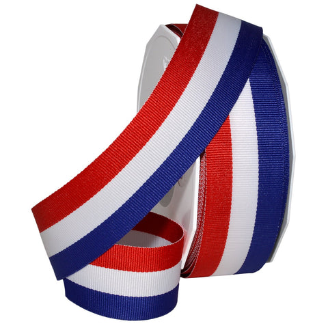 Morex Ribbon 93609/25-914 Striped Grosgrain Ribbon 1.5" X 25 YD Patriotic Ribbon for Gift Wrapping, Red/White/Blue, 4th of July Decorations, American Flags Art Supplies Gift Ribbons for Crafts 1-1/2" x 25 yd