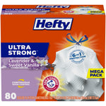 Hefty Ultra Strong Tall Kitchen Trash Bags, Lavender & Sweet Vanilla Scent, 13 Gallon, 80 Count 80 Count (Pack of 1)