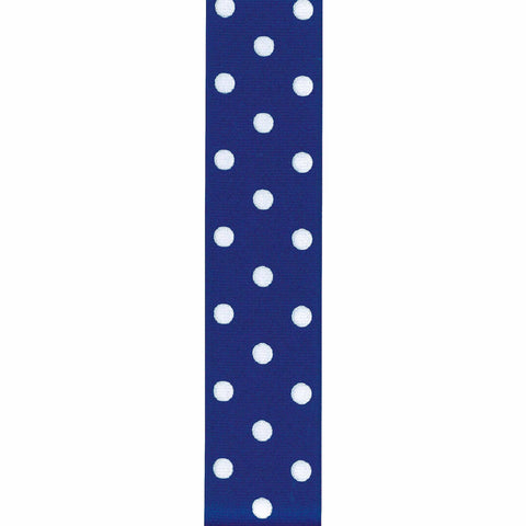 Offray, Royal Blue Grosgrain Polka Dot Craft Ribbon, 1 1/2-Inch x 9-Feet