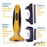 Pet Republique Dog Deshedding Tool - for Dogs, Cats, Rabbits, Any Furry Pets – Reduce Shedding – with 1.8 inches Small and 3 inches Large Replaceable Blades 1.8" & 3.0" (S & L) Blades