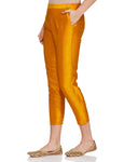 Indya Women's Gold Pants Silk Fitted