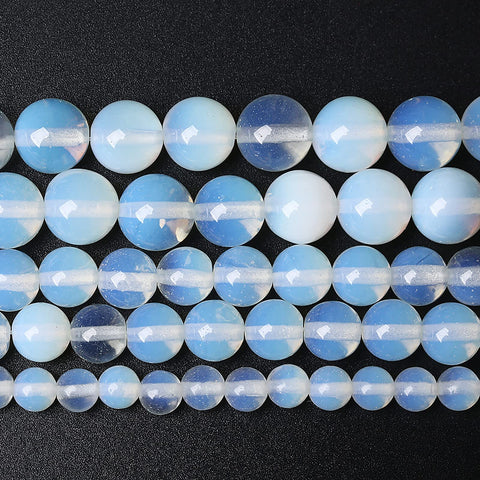 AAA Natural Stone Beads White Opal Round Loose Crystal Energy Healing Power Stone Beads for Jewelry Making DIY Bracelet 10mm 38pcs (10mm, White Opal Stone)
