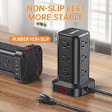 Extension Cord with Multiple Outlets Surge Protector Mini Power Strip Tower Travel 12 AC 4 USB (1 USB C) Power Strip with USB Ports Surge Protector Tower 6.5FT Overload Protection for Home Office Fast Charge 3A Black