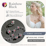 Leafael Women’s Silver Plated Infinity Love Heart Pendant Necklace with Birthstone Crystals, Jewelry Gifts for Her, 18 + 2 inch Chain, Anniversary Birthday Mother's Necklaces for Wife Mom Girlfriend 13a-Protection-Rainbow Black