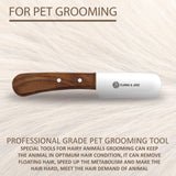 FLAMIA & JABZ Professional Dog Grooming Hand Stripping Knife, Stripper Trimmer Tool, Red Meranti Wooded Handle Non Slip Grip with Tripping Stainless Steel Blade (Fine, Left Handed) Fine