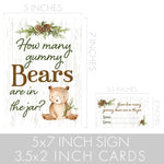 Guess How Many Gummy Bears Woodland Baby Shower Game (Sign with Cards) Sign with Cards
