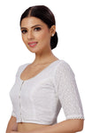 Studio Shringaar Women's Beautiful Cotton Half Sleeves Chikankari Saree Blouse