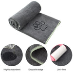 KinHwa Dog Towel Super Absorbent Microfiber Dog Drying Towel Soft Pet Bath Towel for All Dogs and Cats with Embroidered Paw Print 30inch x 50inch Gray 30inchx50inch