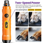 DEELOKI Dog Nail Grinder with LED Light Upgraded 2 Speeds Painless Pet Dog Nail Trimmers and Clipper Super Quiet Best Cat Dog Nail Clipper Kit for Large Small Dogs Pets Cats Breed Paws Quick Grooming Orange