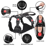 BABYLTRL No Pull Dog Harness with Leash & Collar, Adjustable Dog Vest Harness Reflective Oxford No-Choke Soft Pet Harness for Small Medium Large Dogs Easy Control Harness X-Large Black